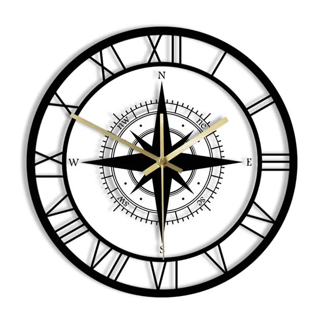 Nautical Compass Wall Clock – Chic and Functional Decorative Touch