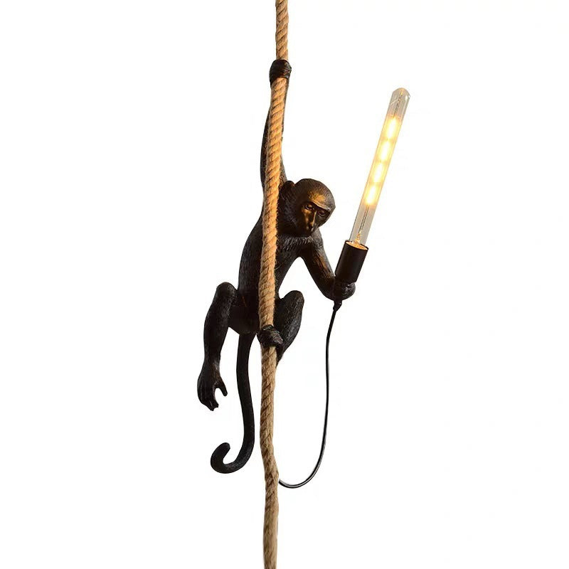 Lampe Suspendue Singe Avec Corde – Décoration Originale Et Ludique