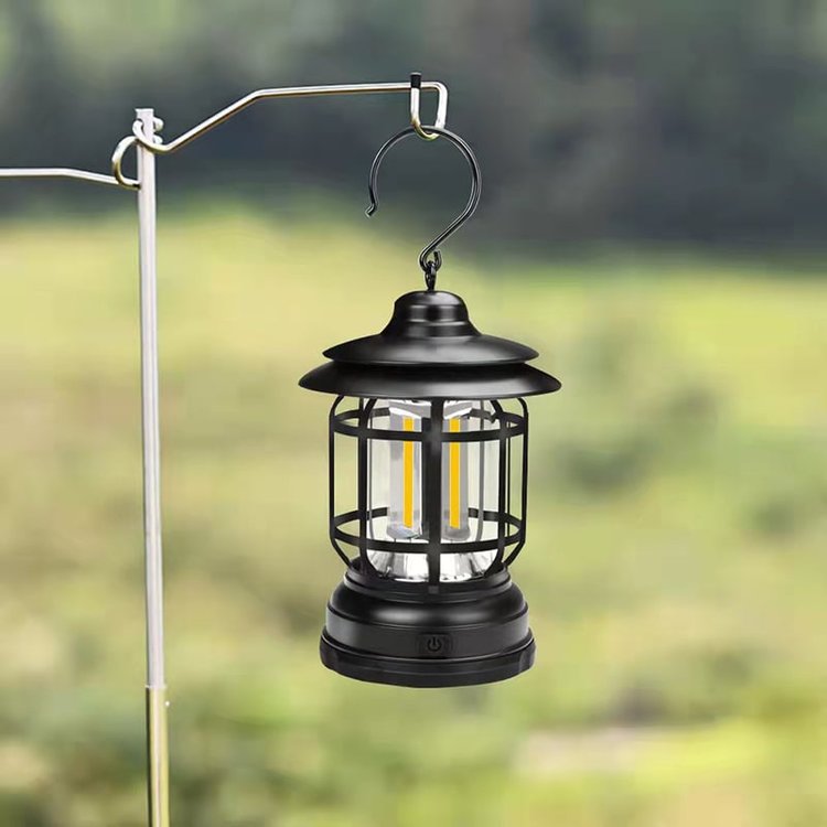Retro LED-campinglampe - Vintage-stil og praktisk funksjonalitet