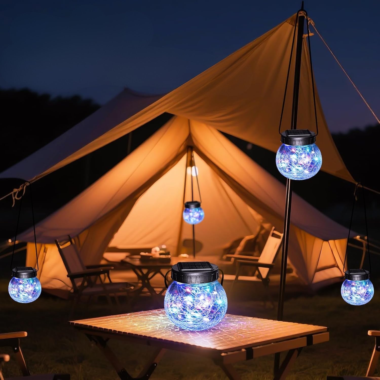 Závesná solárna lampa — elegancia v popraskanom skle