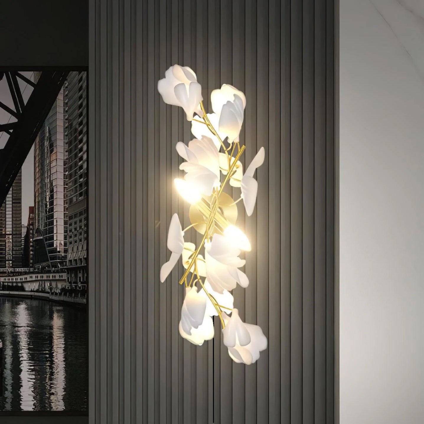 Floral wall lamp - Golden elegance & Soft light