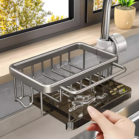 Kompakter Schwammhalter für Wasserhahn – Clevere Aufbewahrung und Platzersparnis