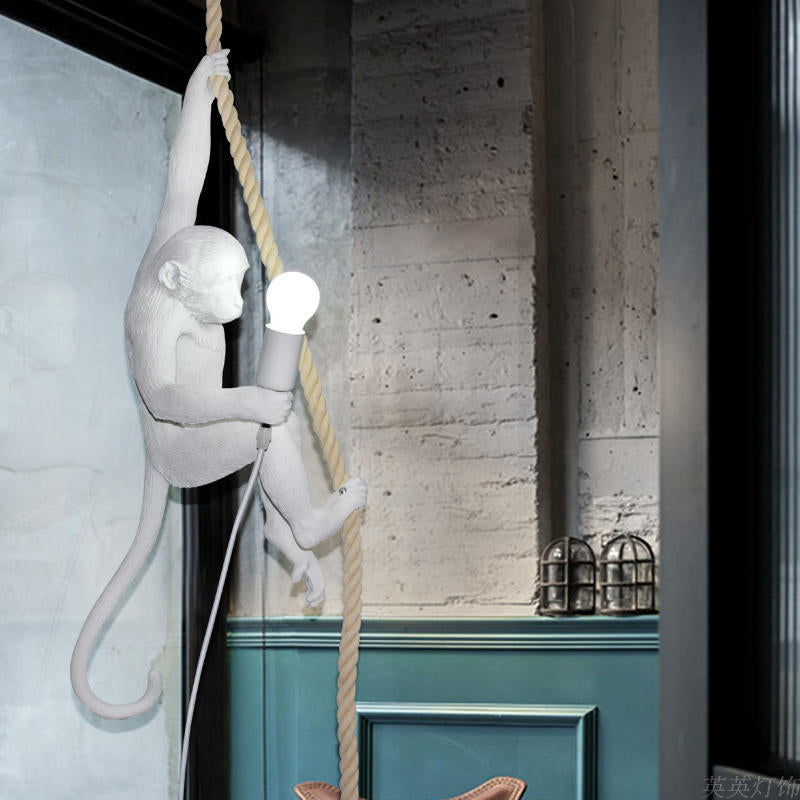 Lampe Suspendue Singe Avec Corde – Décoration Originale Et Ludique
