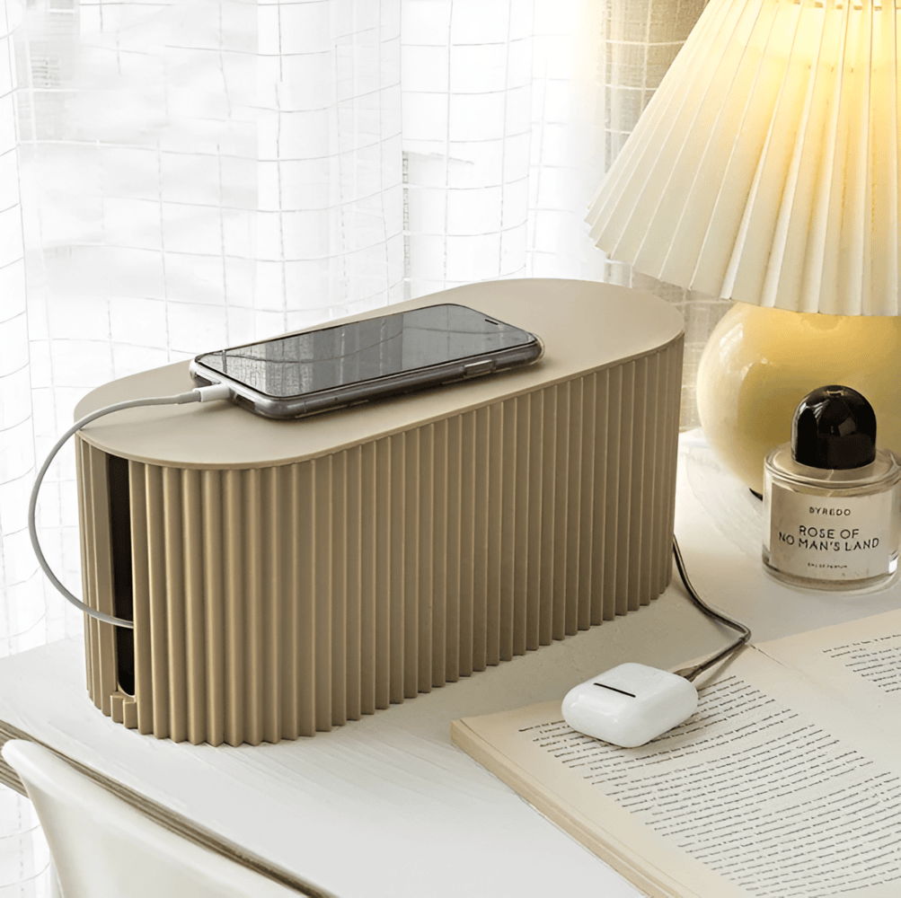 Minimalistisk kabelförvaringslåda - ren organisation och snygg design