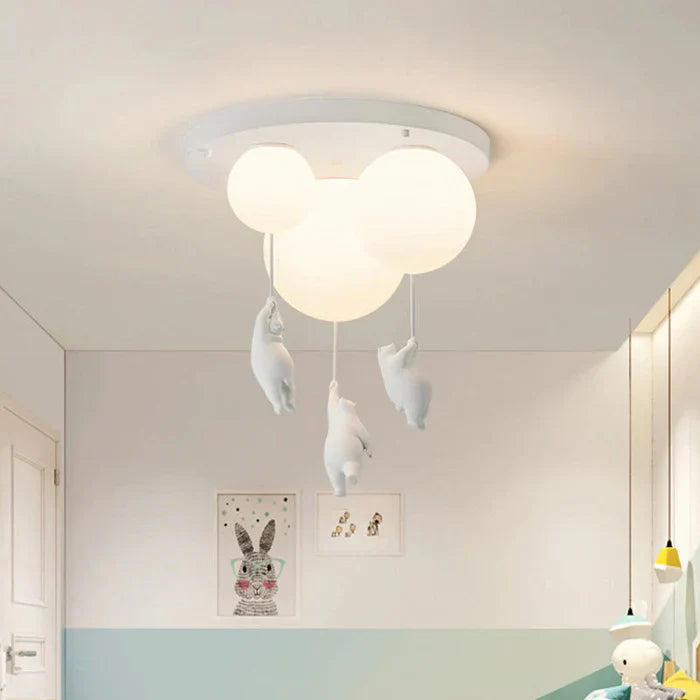Plafonnier Enfant — Oursons Suspendus À Des Ballons Lumineux