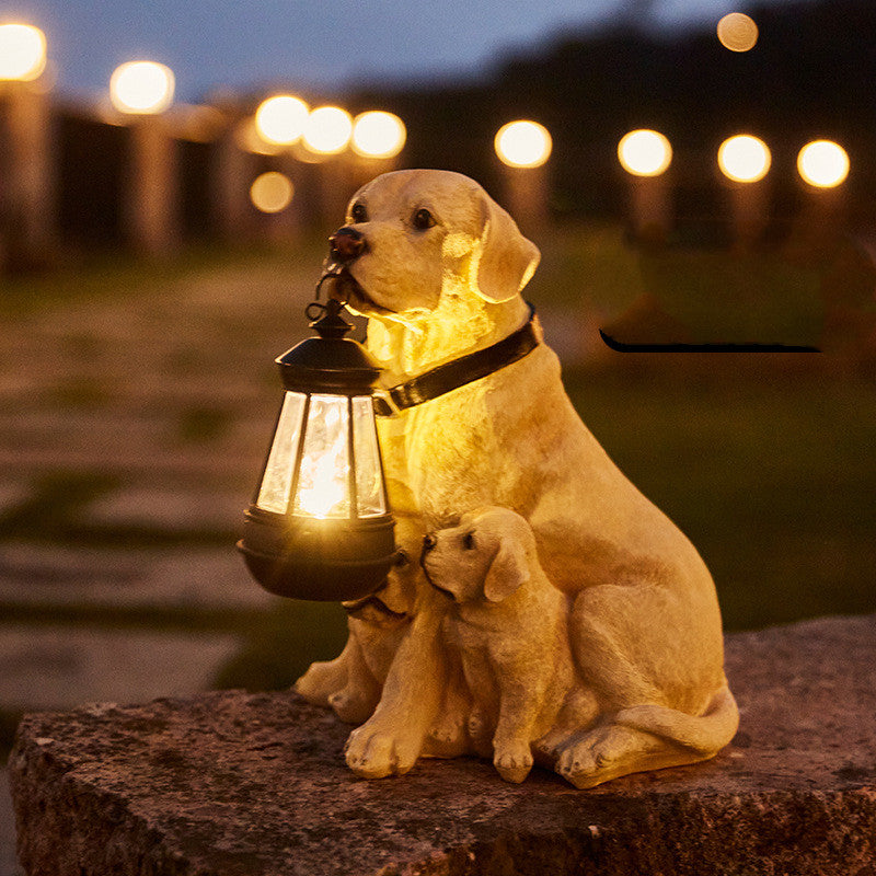Hundestatue mit LED-Lampe – Dekoration und Licht 
