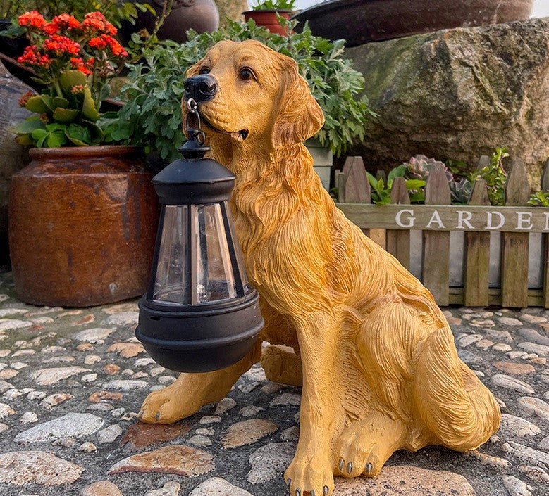 Hundestatue mit LED-Lampe – Dekoration und Licht 