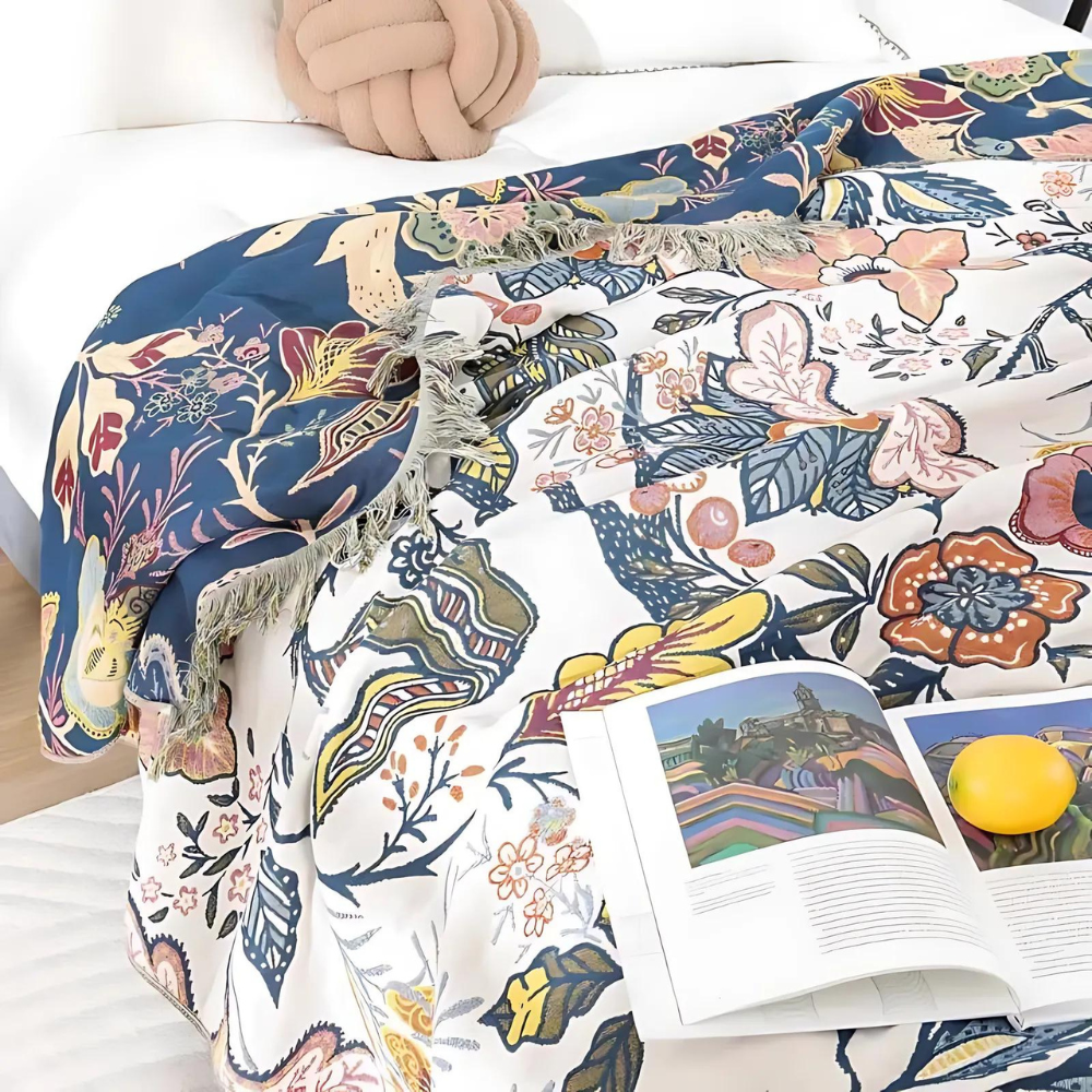 フラワー柄のラスティックスタイルアートカバー 