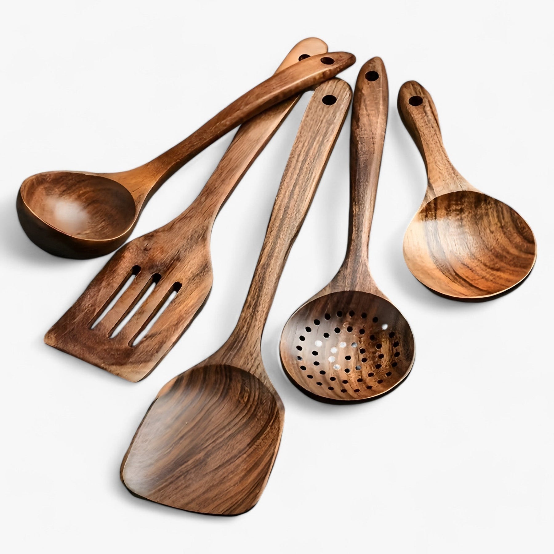 Set di Utensili da Cucina – Eleganza Naturale e Uso Quotidiano 