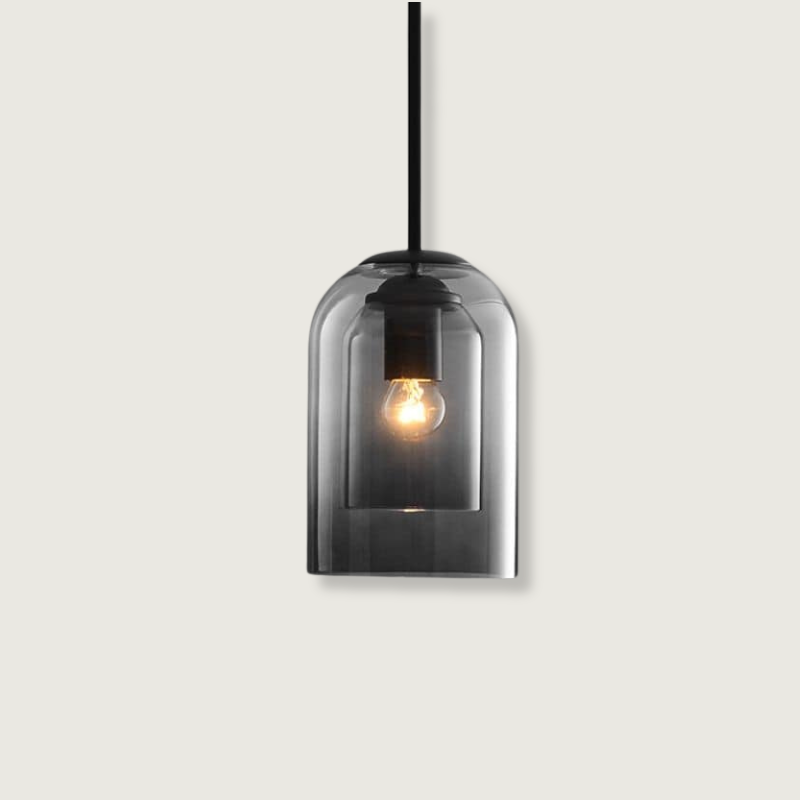 Lampada a sospensione in vetro vintage - Doppia finitura metallica